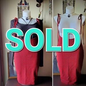 NWOT Red And Black Houndstooth Suspender Skirt Dress
